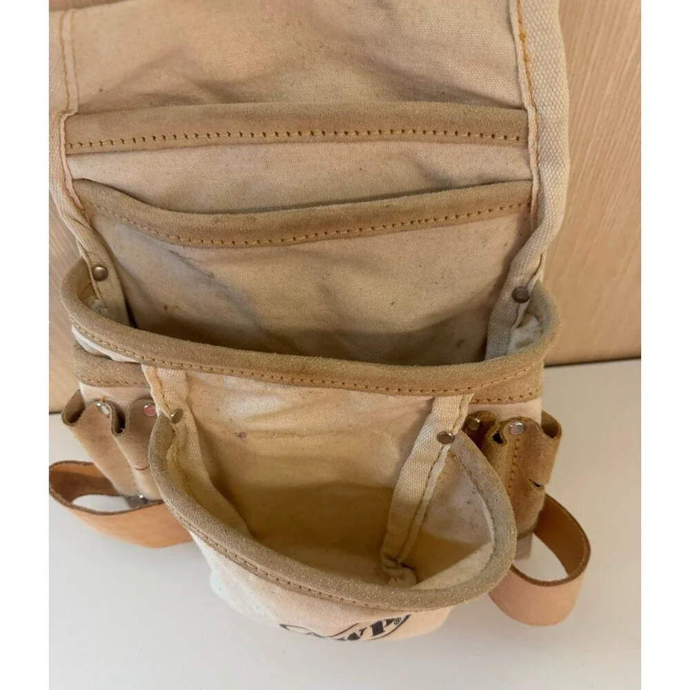 Vintage AWP Leather Tool Belt Pouch LS-683 Carpenter Construction Bag 1980s